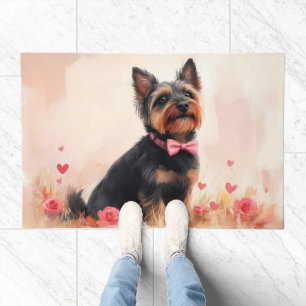 Australian Terrier with Roses - Valentine's Day Doormat