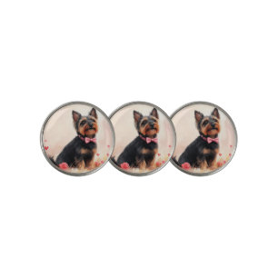 Australian Terrier with Roses - Valentine's Day Golf Ball Marker