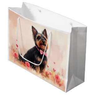 Australian Terrier with Roses - Valentine's Day Large Gift Bag