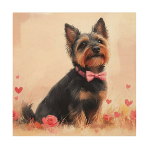 Australian Terrier with Roses - Valentine's Day Wood Wall Art