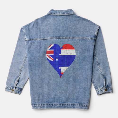 Australian Thai Flag Heart  Denim Jacket