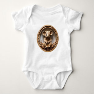 Australian Tree Hugger: Koala Bear Wood Print Baby Bodysuit