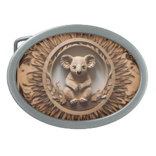 Australian Tree Hugger: Koala Bear Wood Print Belt Buckle