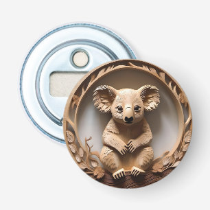 Australian Tree Hugger: Koala Bear Wood Print Bottle Opener