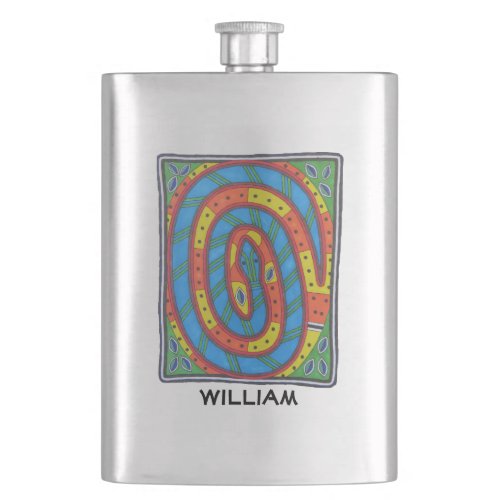 Australian Tribal Snake Mens Name Flask