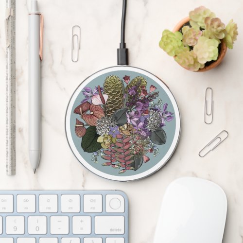 Australian Vintage Tropical Summer Wildflowers Wireless Charger