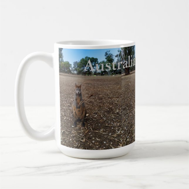 Australian Wallaby Eating Sticks, Coffee Mug (Left)
