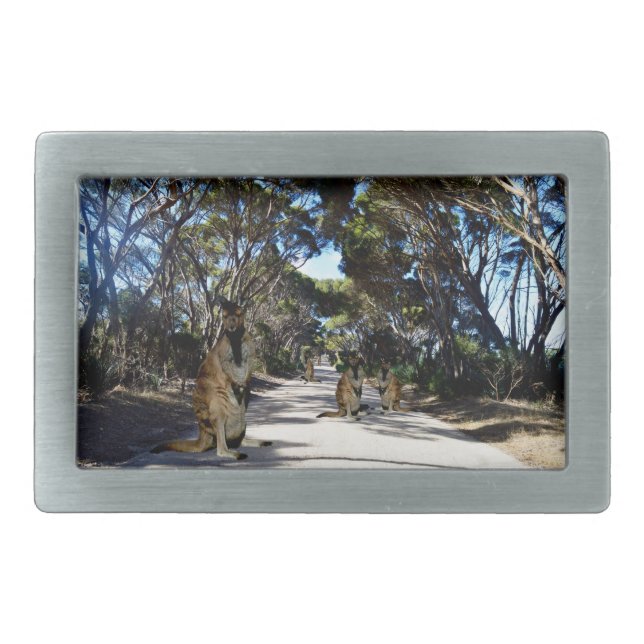 Australian Wallaby Family On Kangaroo Island,   Belt Buckle (Front)