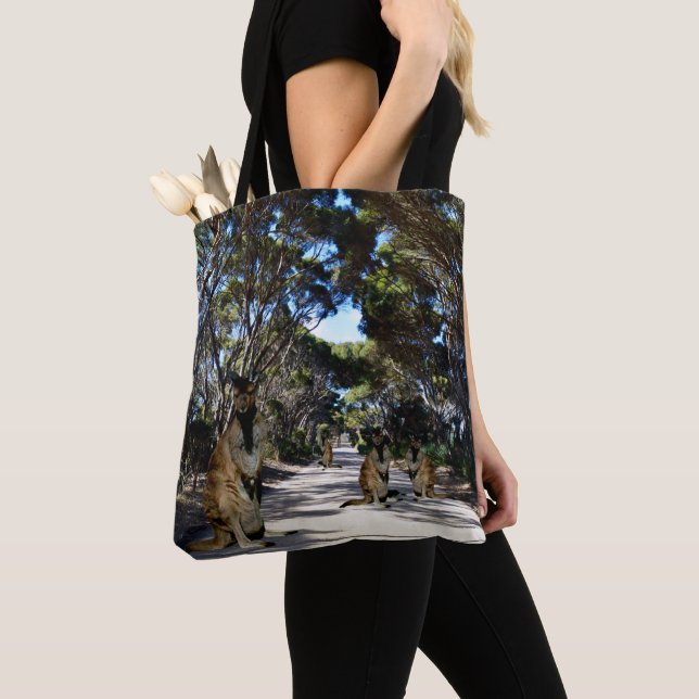 Australian Wallabys On The Road,  Tote Bag (Close Up)