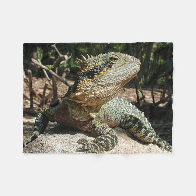 Australian Water Dragon Fleece Blanket (Front (Horizontal))