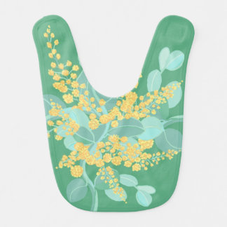 Australian wattle blossoms baby bib