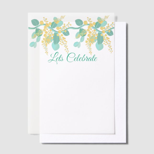 Australian wattle blossoms invitation (Offset)