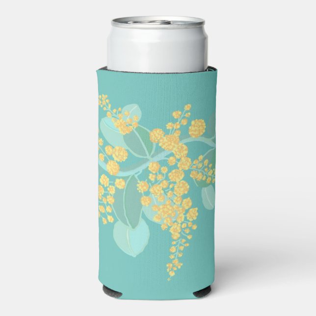 Australian wattle blossoms seltzer can cooler (Seltzer Back)