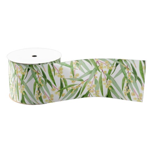 Australian Wattle Pattern Grosgrain Ribbon