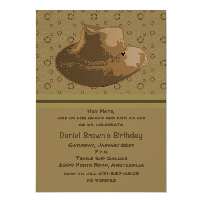 Australian Western Hat Invitation