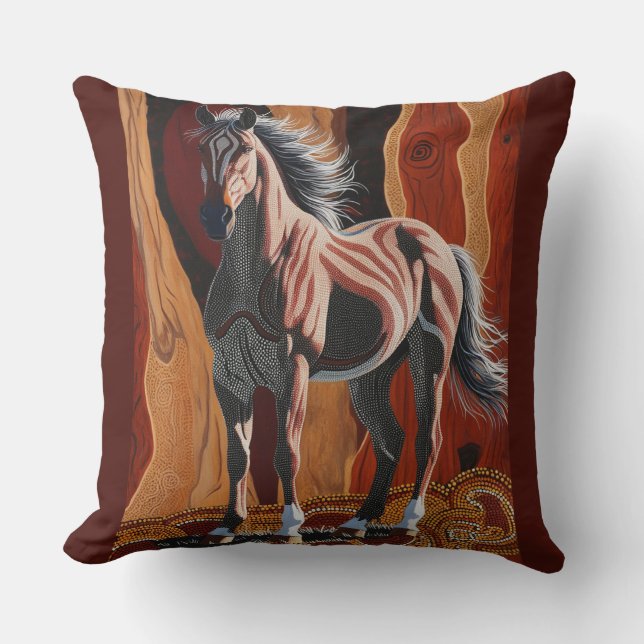 Australian Wild Brumby  Throw Pillow (Front)