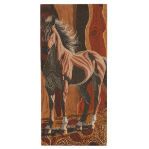 Australian Wild Brumby Wood Flash Drive