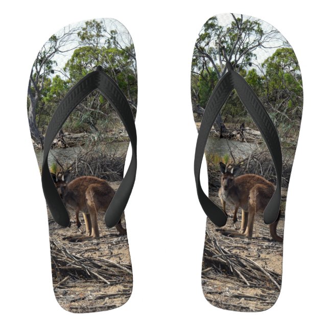 Australian Wild Bush Kangaroo, Flip Flops (Footbed)