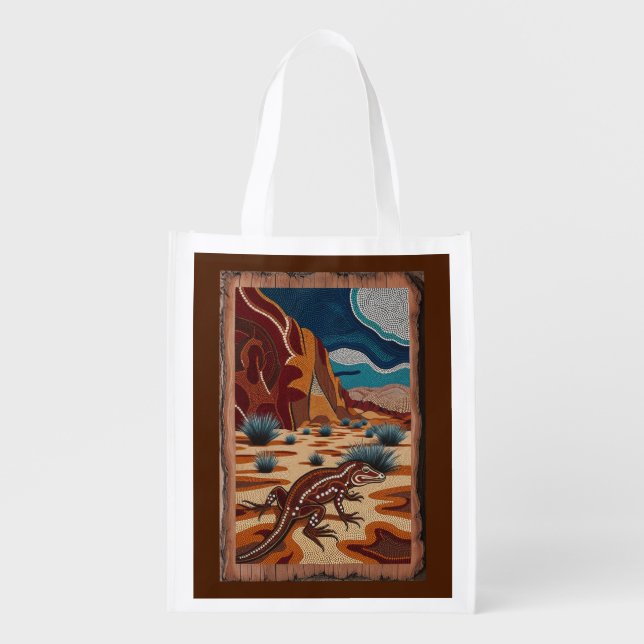 Australian Wild Lizard Wildlife Scene Grocery Bag (Front)