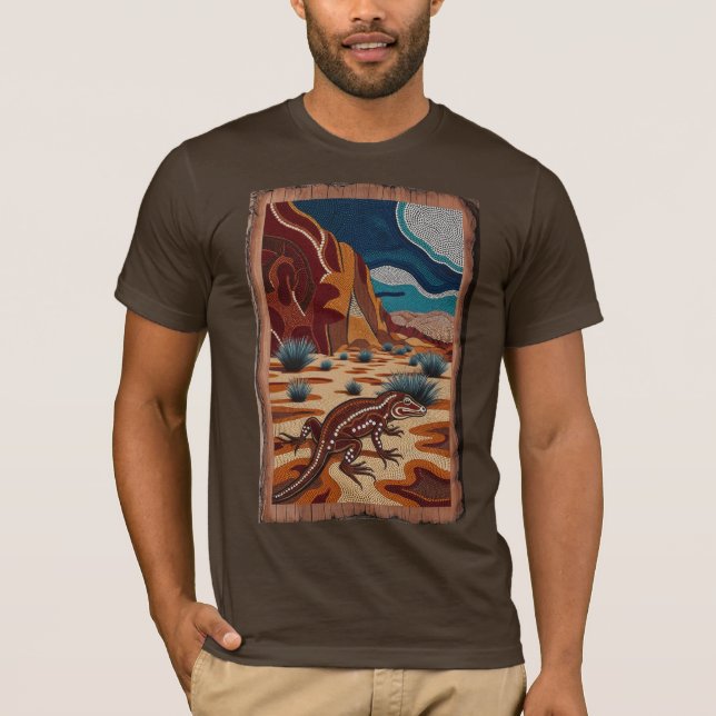 Australian Wild Lizard Wildlife Scene T-Shirt (Front)
