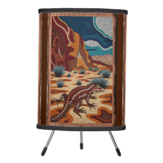 Australian Wild Lizard Wildlife Scene Tripod Lamp