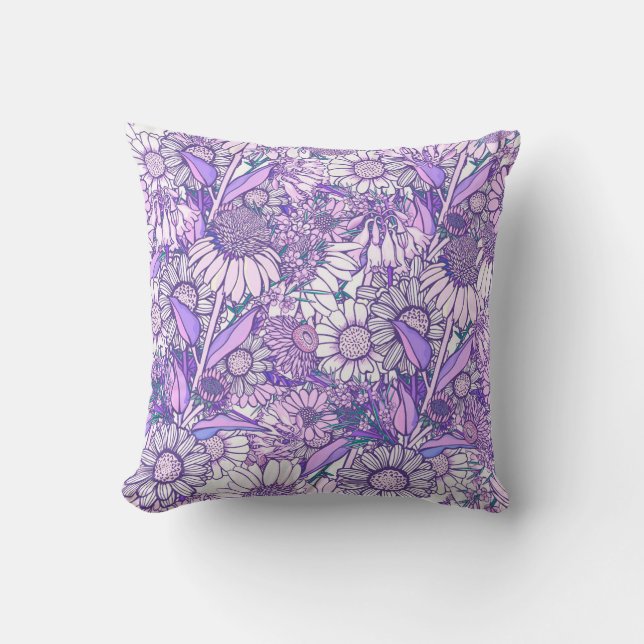 Australian Wildflower Garden Throw Pillow (Front)