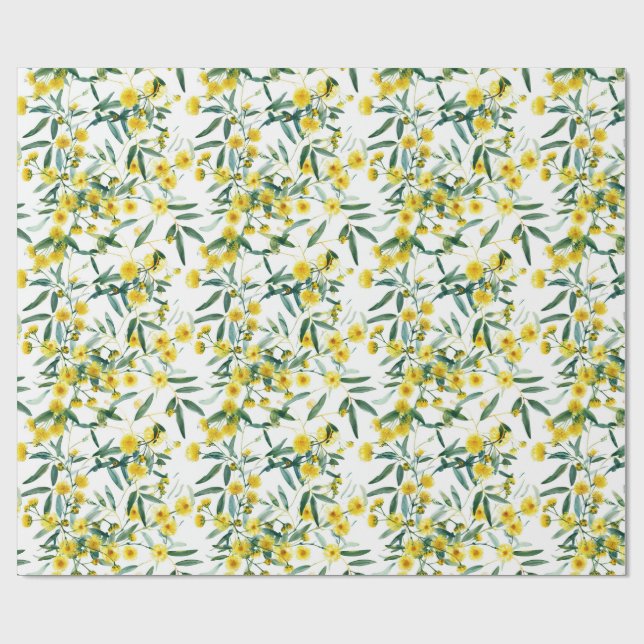 Australian Wildflower Golden Wattle Wrapping Paper (Flat)