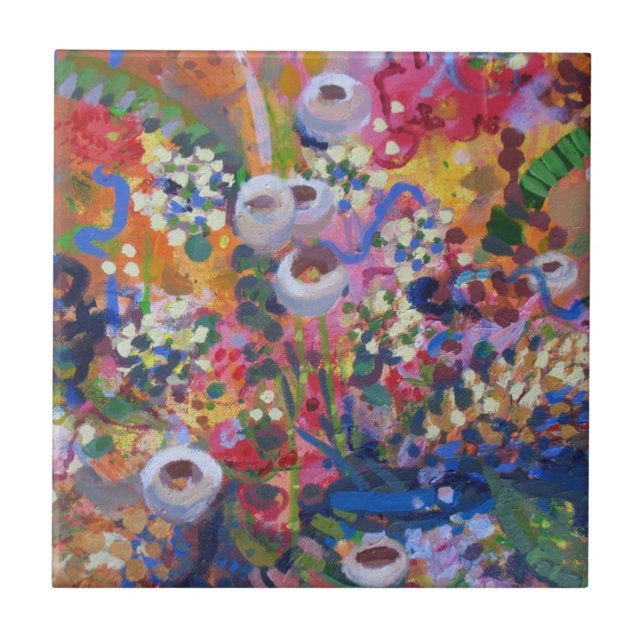 Australian wildflowers ceramic tile (Front)