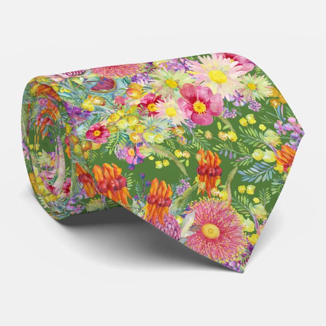 Australian Wildflowers  Neck Tie (Rolled)