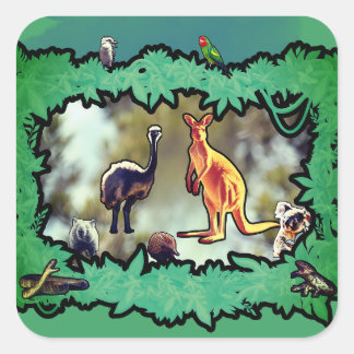 Australian Wildlife Bushland Frame Square Sticker