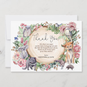 Australian Wildlife Native Animals Greenery Floral Thank You Card