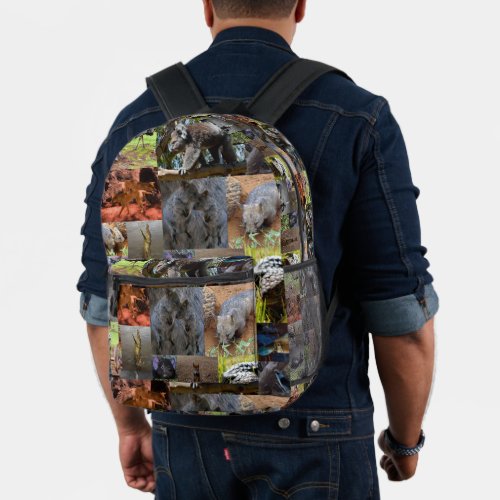 Australian Wildlife Photo Collage  Printed Backpack