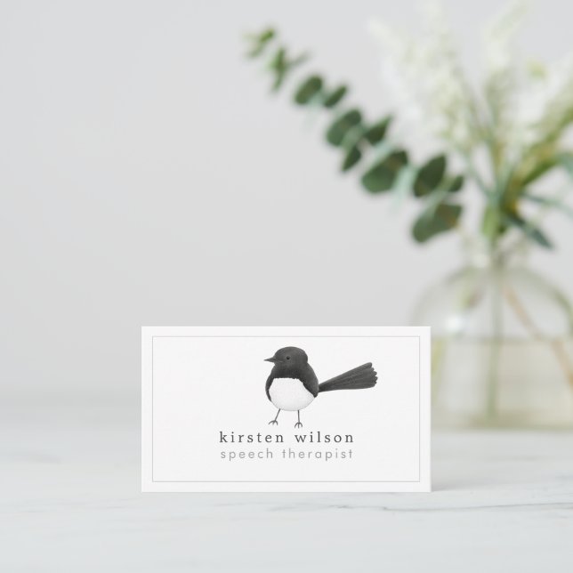 Australian Willie Wagtail Bird - Custom Business Card (Standing Front)