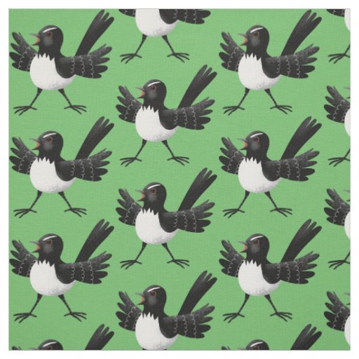 Australian Willie Wagtail cartoon Fabric