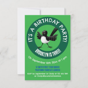 Australian Willie Wagtail cartoon  Invitation