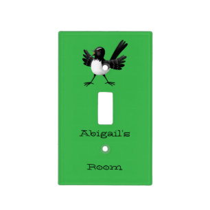 Australian Willie Wagtail cartoon Light Switch Cover