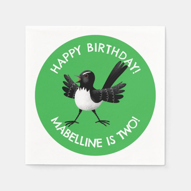Australian Willie Wagtail cartoon  Napkins (Front)