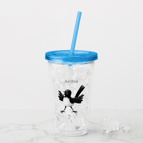 Australian Willie Wagtail cartoon personalized Acrylic Tumbler