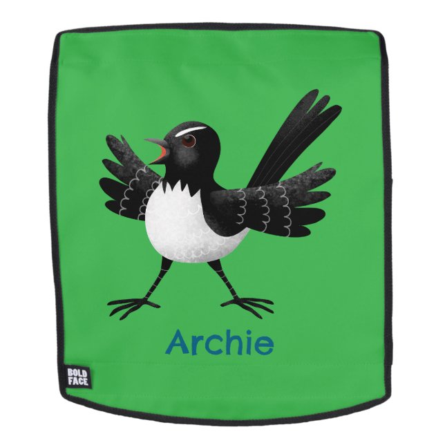 Australian Willie Wagtail cartoon personalized Backpack (Removable Face)