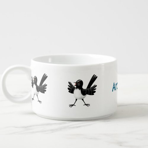 Australian Willie Wagtail cartoon personalized Bowl