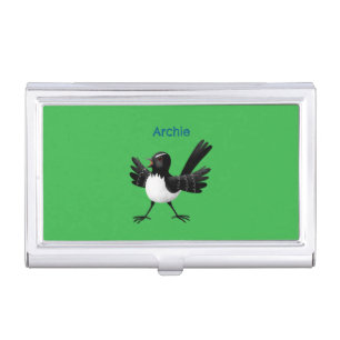 Australian Willie Wagtail cartoon personalized Business Card Case