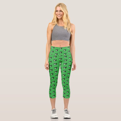 Australian Willie Wagtail cartoon personalized Capri Leggings