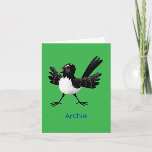 Australian Willie Wagtail cartoon personalized Card