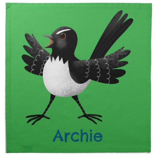 Australian Willie Wagtail cartoon personalized Cloth Napkin