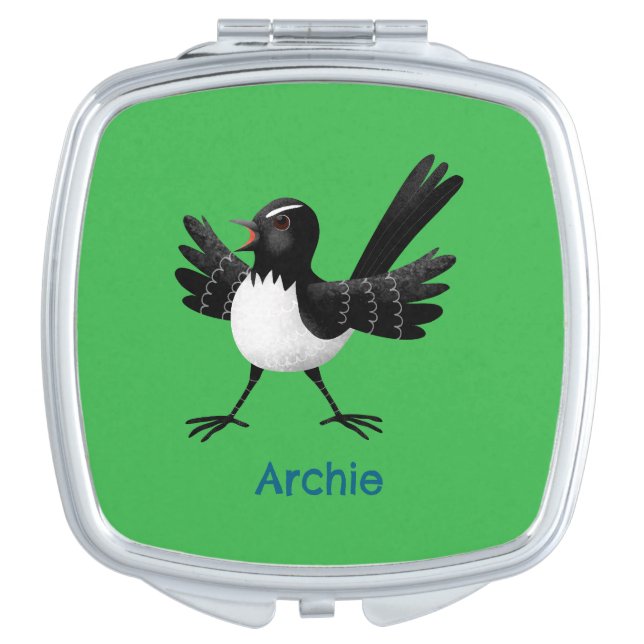Australian Willie Wagtail cartoon personalized Compact Mirror (Front)