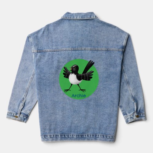 Australian Willie Wagtail cartoon personalized Denim Jacket