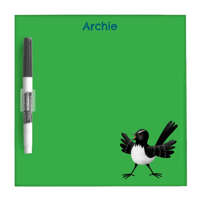 Australian Willie Wagtail cartoon personalized Dry Erase Board (Front)