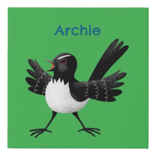 Australian Willie Wagtail cartoon personalized Faux Canvas Print