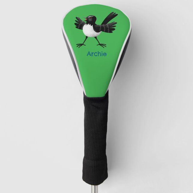 Australian Willie Wagtail cartoon personalized Golf Head Cover (Front)