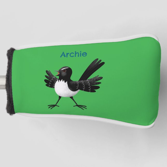 Australian Willie Wagtail cartoon personalized Golf Head Cover (Front)